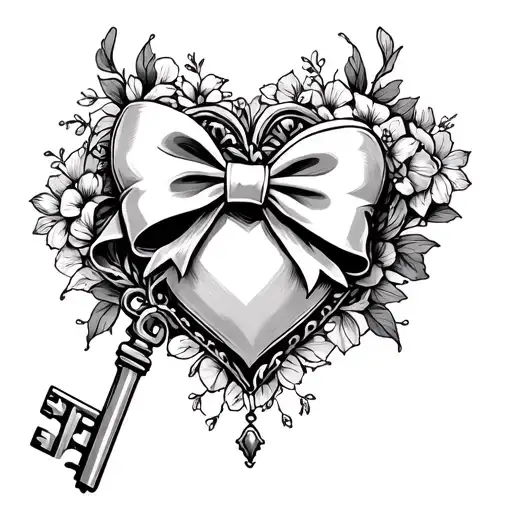 Dainty Key And Heart With A Coquette Bow