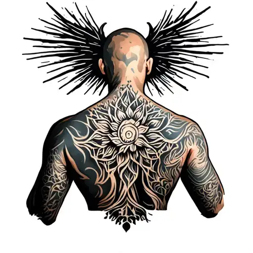 Spiritual And Meaningful Lines On The Mens Back