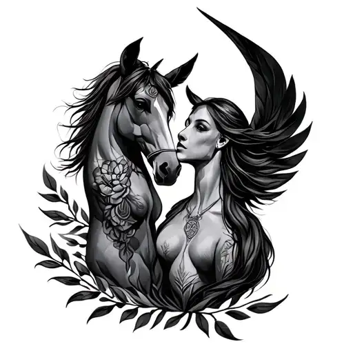 Picses And Sagittarius Love Tattoo Design Incorporating Elements