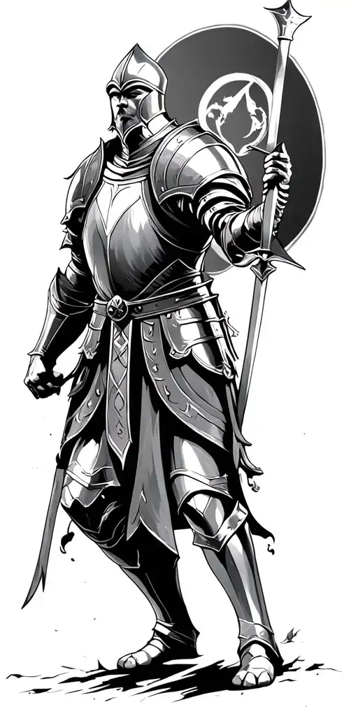 Medieval Knight In Battle Scene