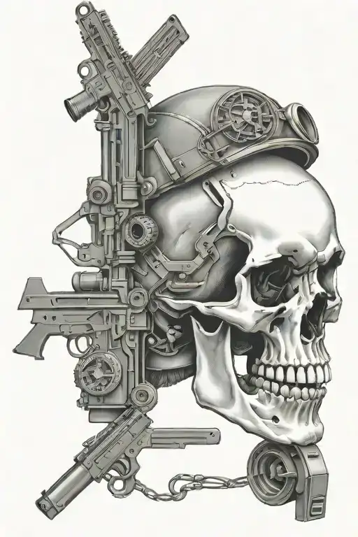 Military Gear Superimposed Into A Skull