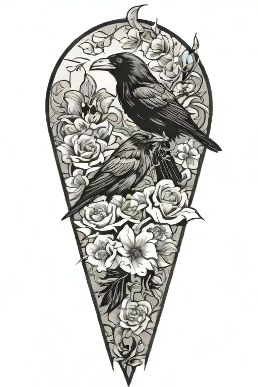 Ravens In Flowers