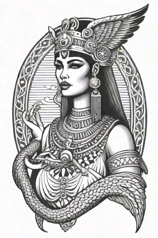 Beautiful Cleopatra Vii With Her Ancient Egyptian Crown Of Cleopatra And Snake