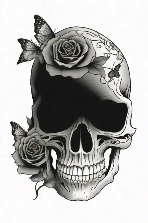Rose And Butterfly Skulls