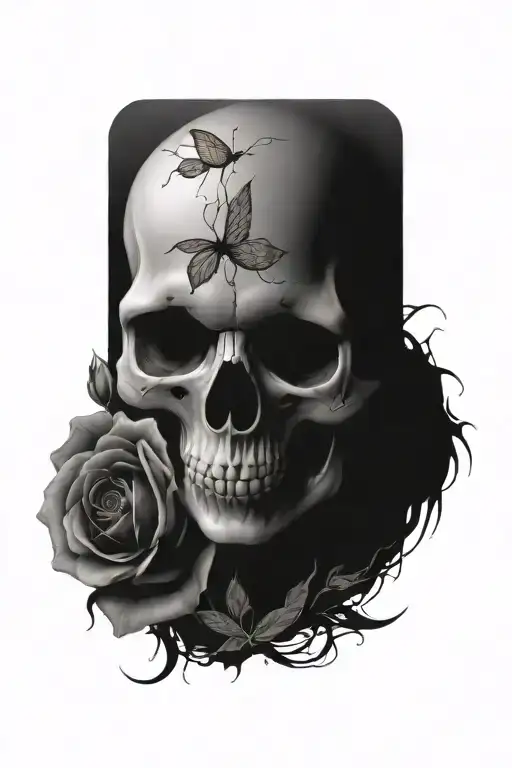 Roses Butterflys Skulls