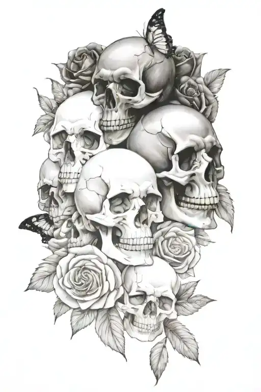 Roses Butterflys Skulls