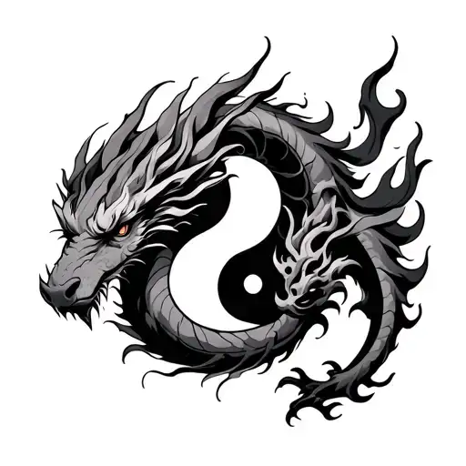 Yin Yang Ox Dragon Breathing Fire