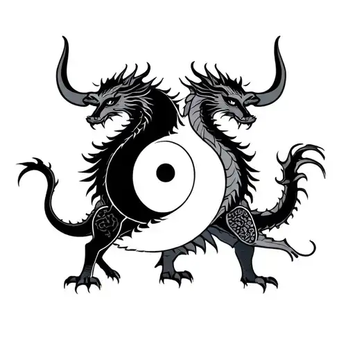 Yin Yang Dragon Ox Standing Side