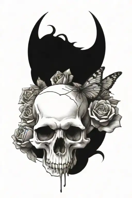 Roses Butterflys Rat Skull