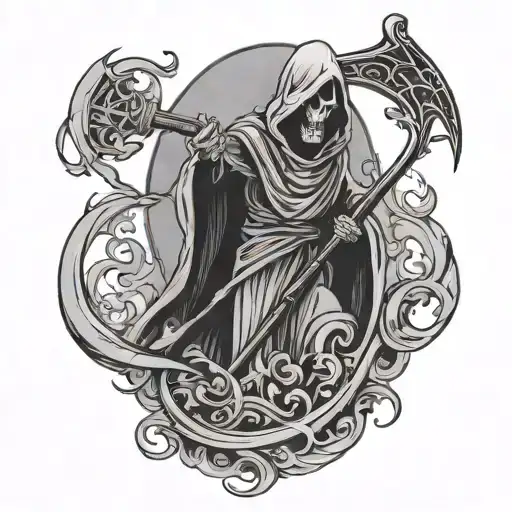 Reaper Holding A Scythe Walking Through Smoke