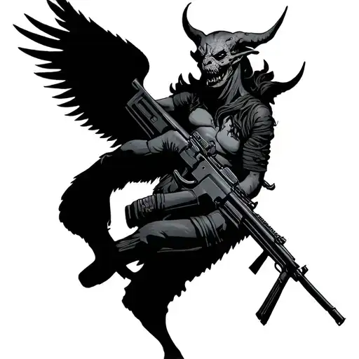 Angel Pula Angel Demon With Ak-47 Rifle In Renki