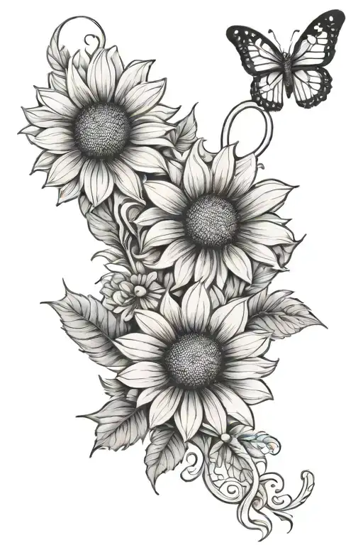 A Daisy And Sunflower Intertwined
