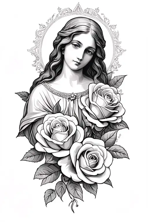 Mary And Roses Intertwined