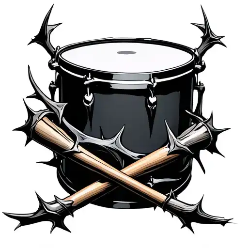 Rose Thorns Wrapped Around A Pair Of Drumsticks