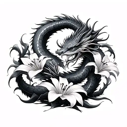 Japanese Dragon And Spider Lilys