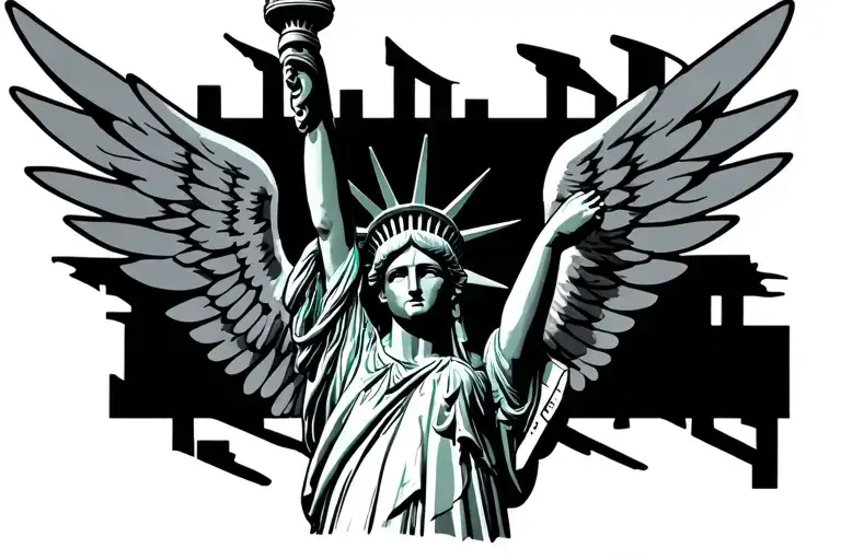 New York Statue Of Liberty In Wings