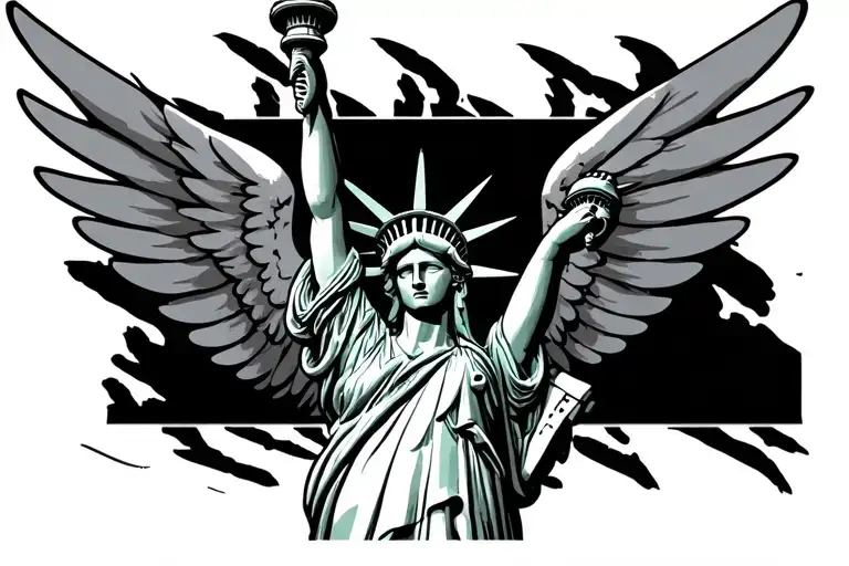 New York Statue Of Liberty In Wings