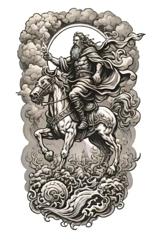 Elijah Ascending To Heaven In A Chariot Of Fire Through The Clouds