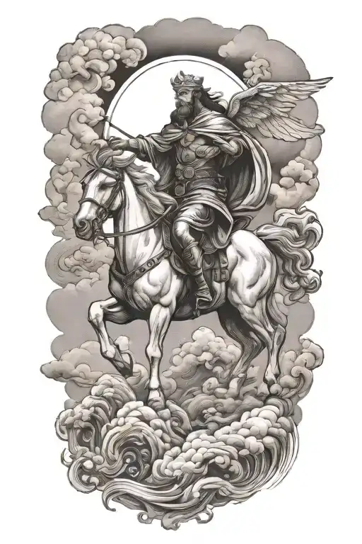 Elijah Ascending To Heaven In A Chariot Of Fire Through The Clouds