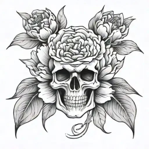 Skull Peony Colored Stone