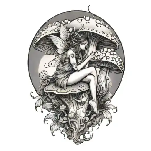 Crying Fairy Knees Up On One Mushroom