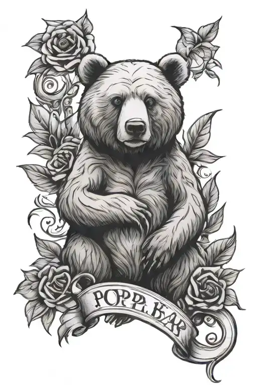 Memorial Rip Tattoo For A Friend Who Has Passed Named Poppa Bear