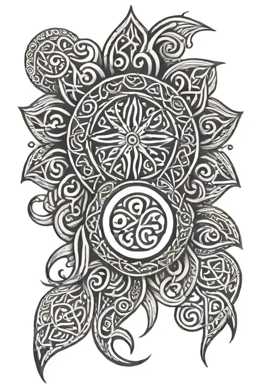 Unalome With Sun With Celtic Mother