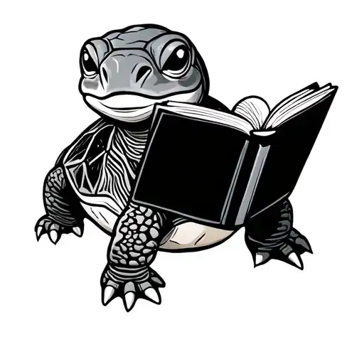 Cartoon Turtle Reading