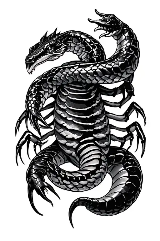 Scorpian And Snake Intertwined