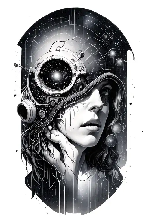 Horlogue Tattoo In Main Interstellar Style Matrix Style