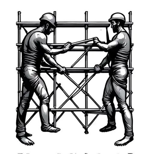 Scaffolding With Stick Men Working To Cover Scars From Surgery