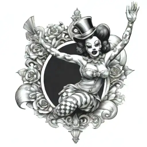 Beautiful Full Body Pin-up Girl Clown
