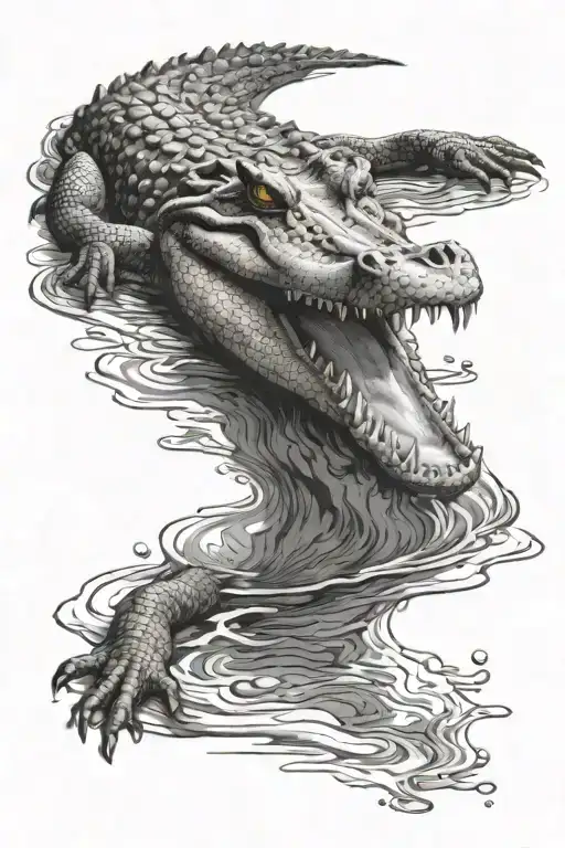 A Crocodile Emerging From A Pool Of Water With Realistic Details And Shading