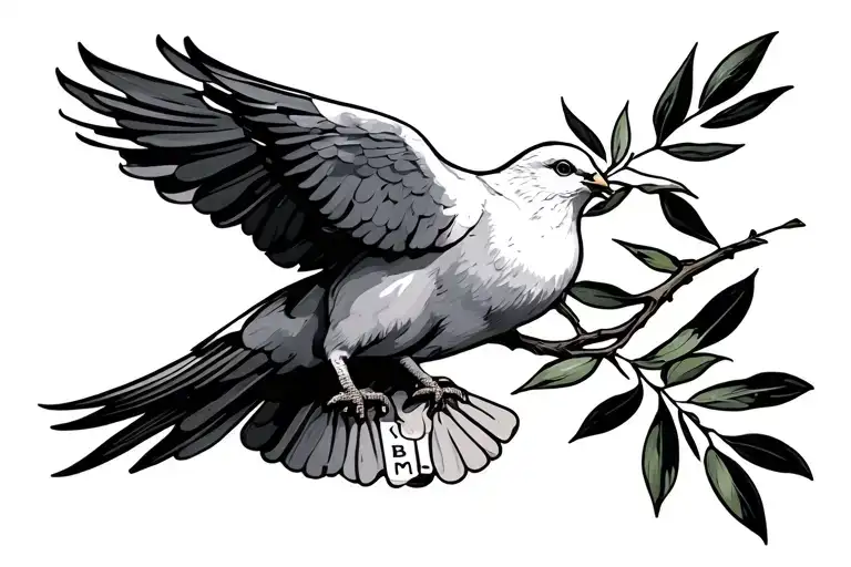 Dove Carrying Olive Branch With Written On The Branch Bemo