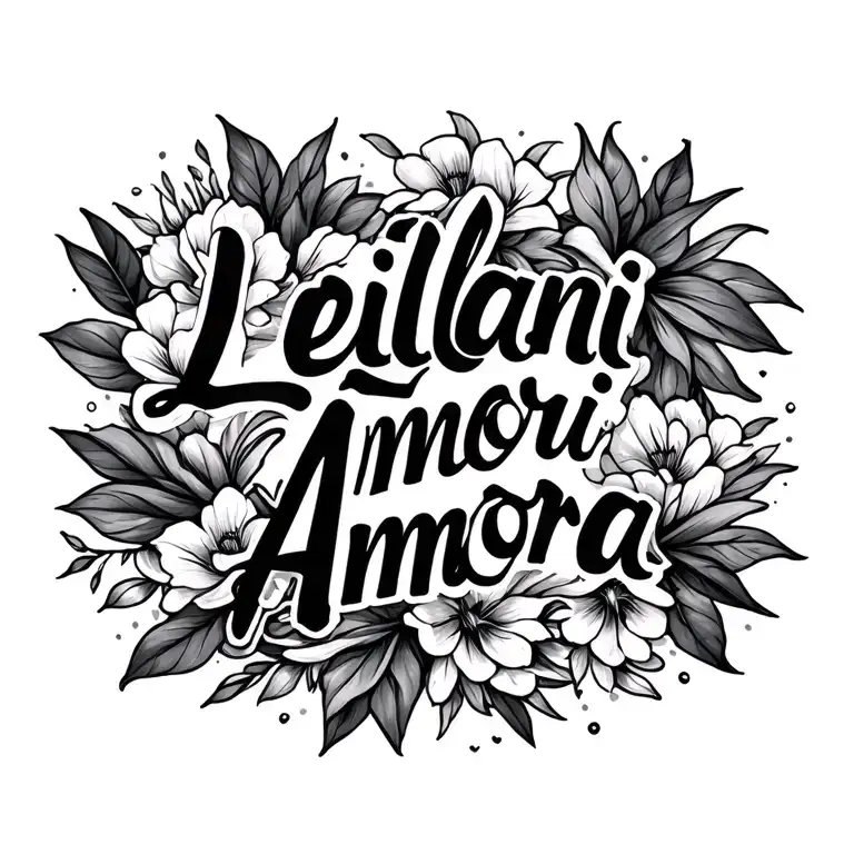 Leilani Amora Written Cursive Surrounded