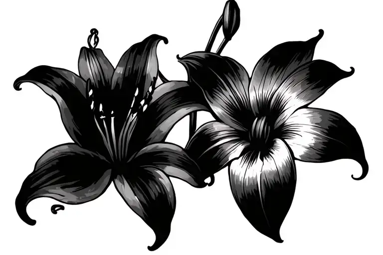 Lillies With Spider Weaving A Web