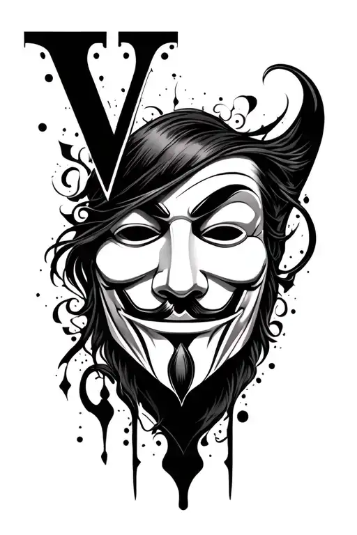 Creative Tattoo Related To V For Vendetta