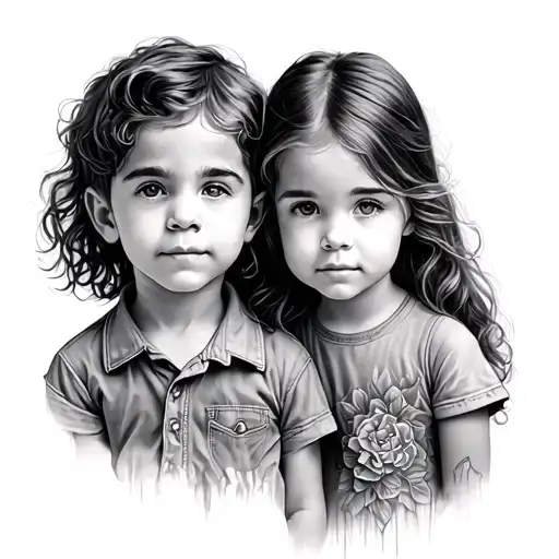 Two Child Older Brother And Younger Sister