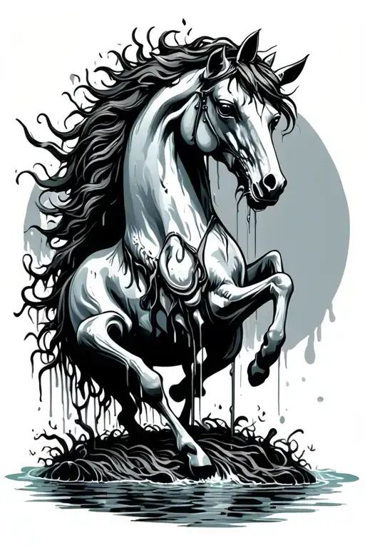 Zombie Kelpie Horse Carousel Dripping With Water And Seaweed Evil