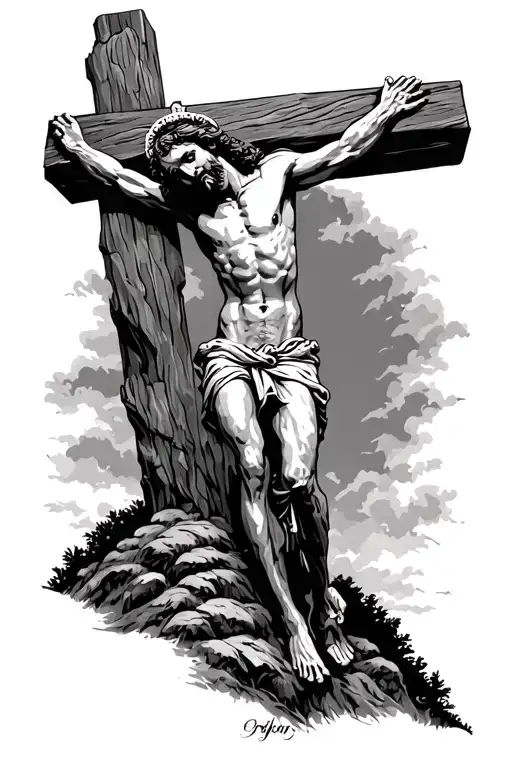 Jesus On The Cross On A Hill