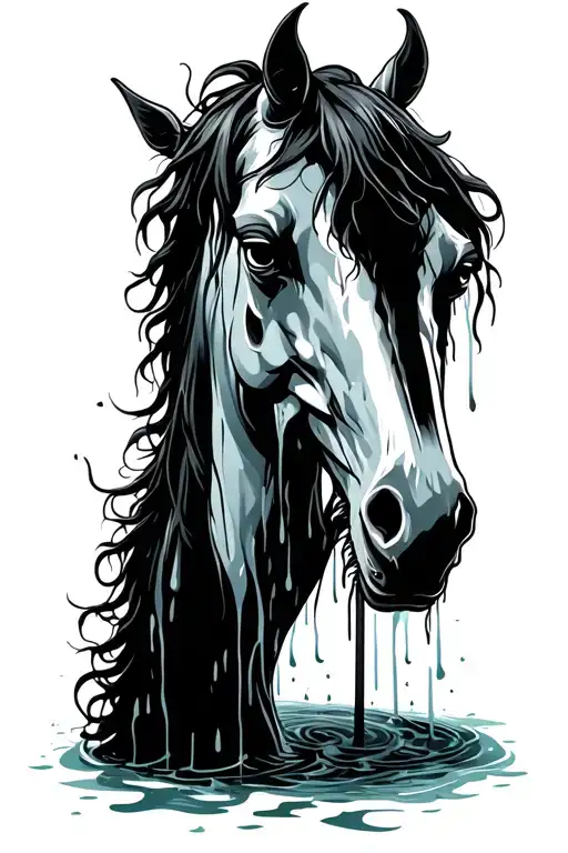 Zombie Horse Carousel Dripping With Water And Seaweed Evil Torn Face Flesh