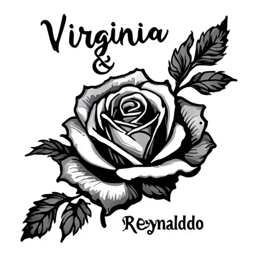 Rose With The Name Written Vertically Virginia And Reynaldo