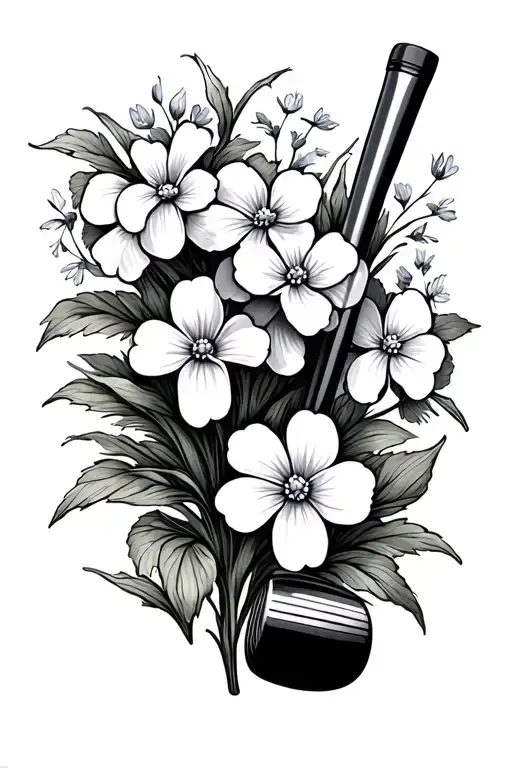 Golf Club And Forget Me Not Flowers