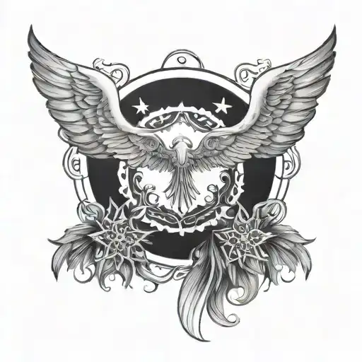 Wings With A Snowflake Between The Wings And An Angel Circle Above It