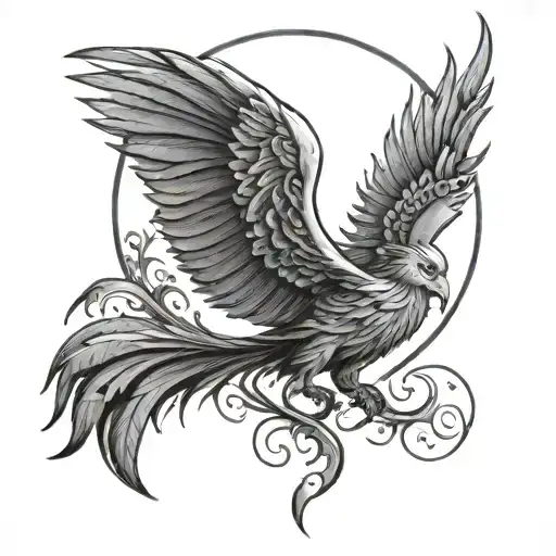 Phoenix Soaring Moon Shining