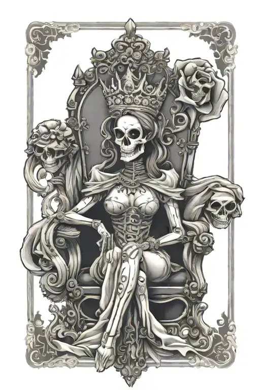 Skull Queen Card With Throne
