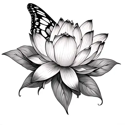Lotus Flowe And Butterfly Sternum