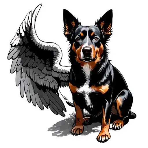 Dog With Angel Wings And Dog Without