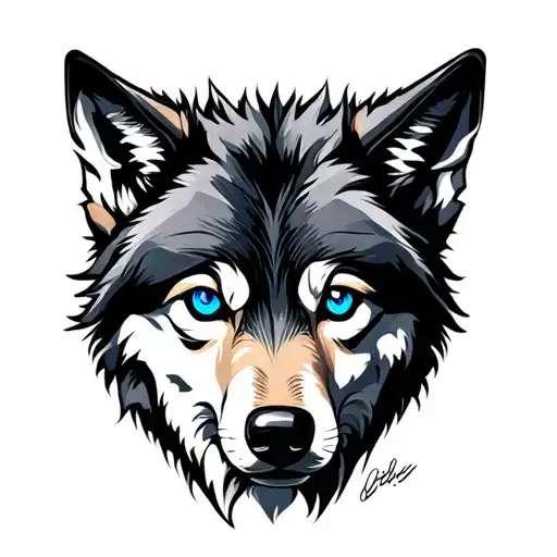 Wolf Blue Eyes Surrounded