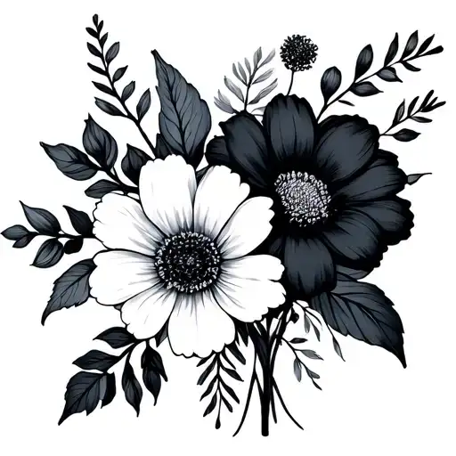 Minimalist Birth Flower Bouquet January March July August Birth Flower